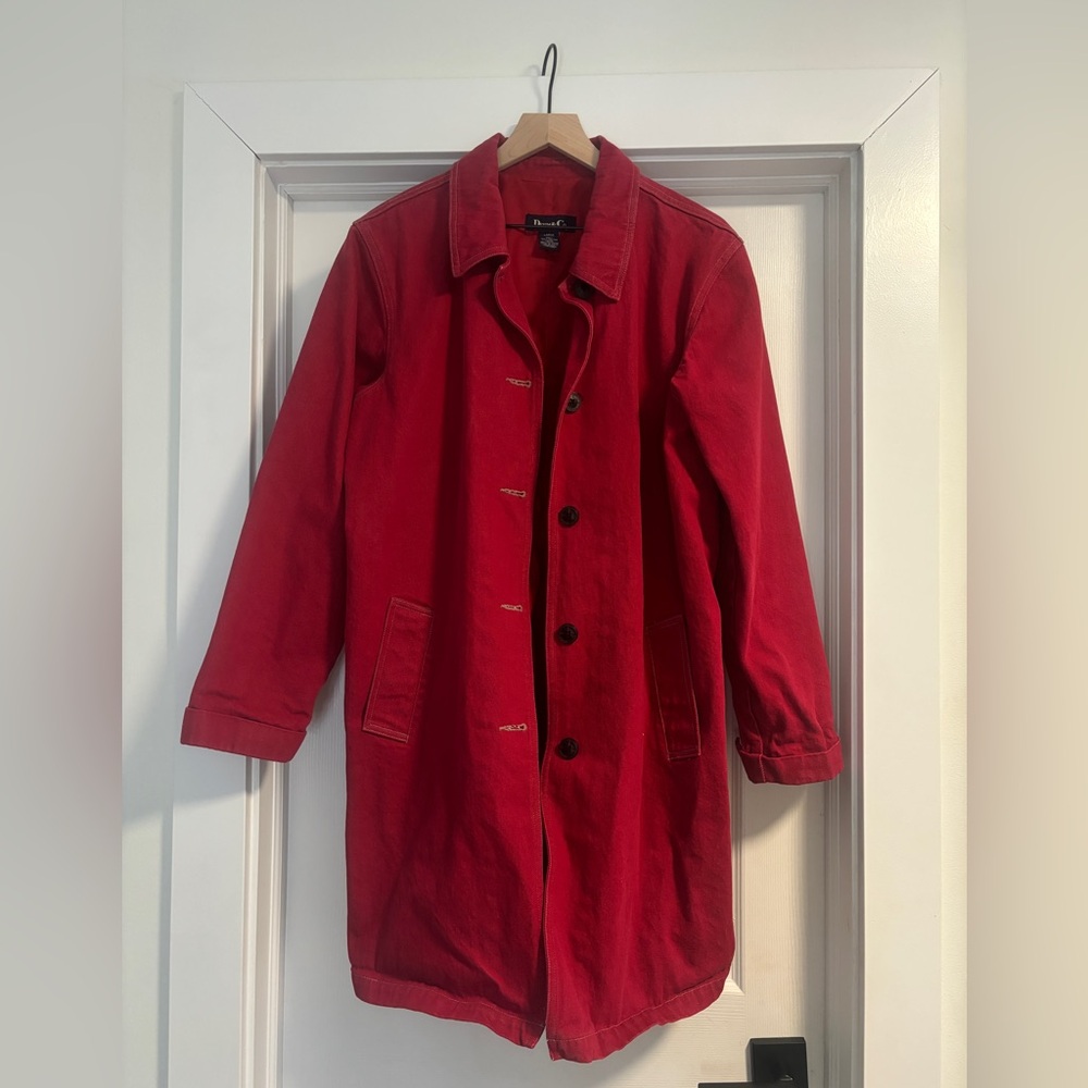 Denim&Co Vibrant Scarlet Trench Coat